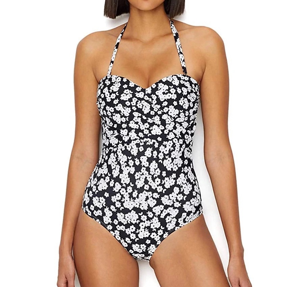 Anne Cole Floral Daisy Detachable Halter / Strapless One Piece Swimsuit Sz 6